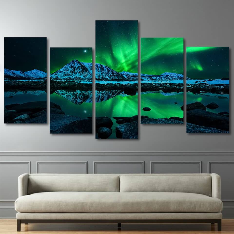 Aurora Northern Lights Starry Canvas Wall Art | Addyzeal.com